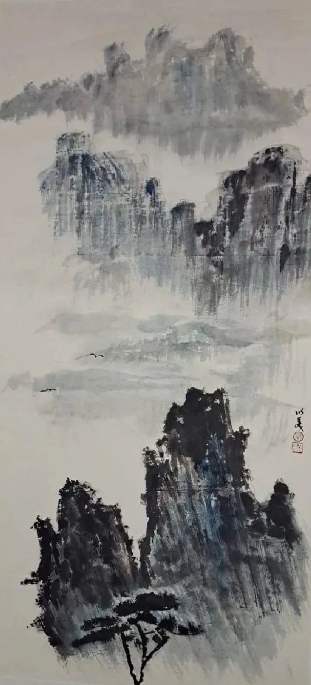 仁山智水山水画,仁山智水书法作品