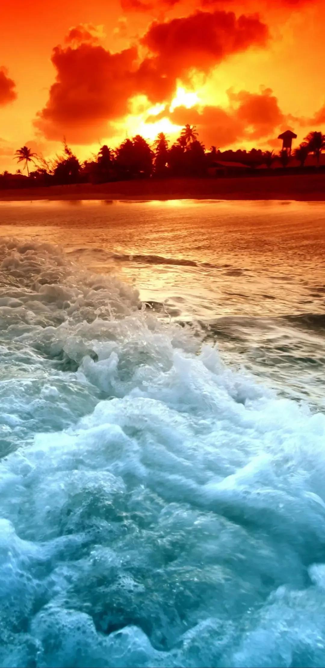 大海壁纸｜大海边，守候朝霞，聆听海浪的乐章