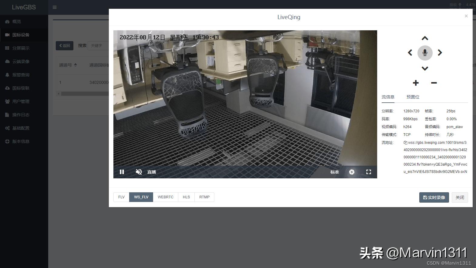 GB28181视频通道的直播流地址HLS/HTTP-FLV/WS-FLV/WebRTC/RTSP