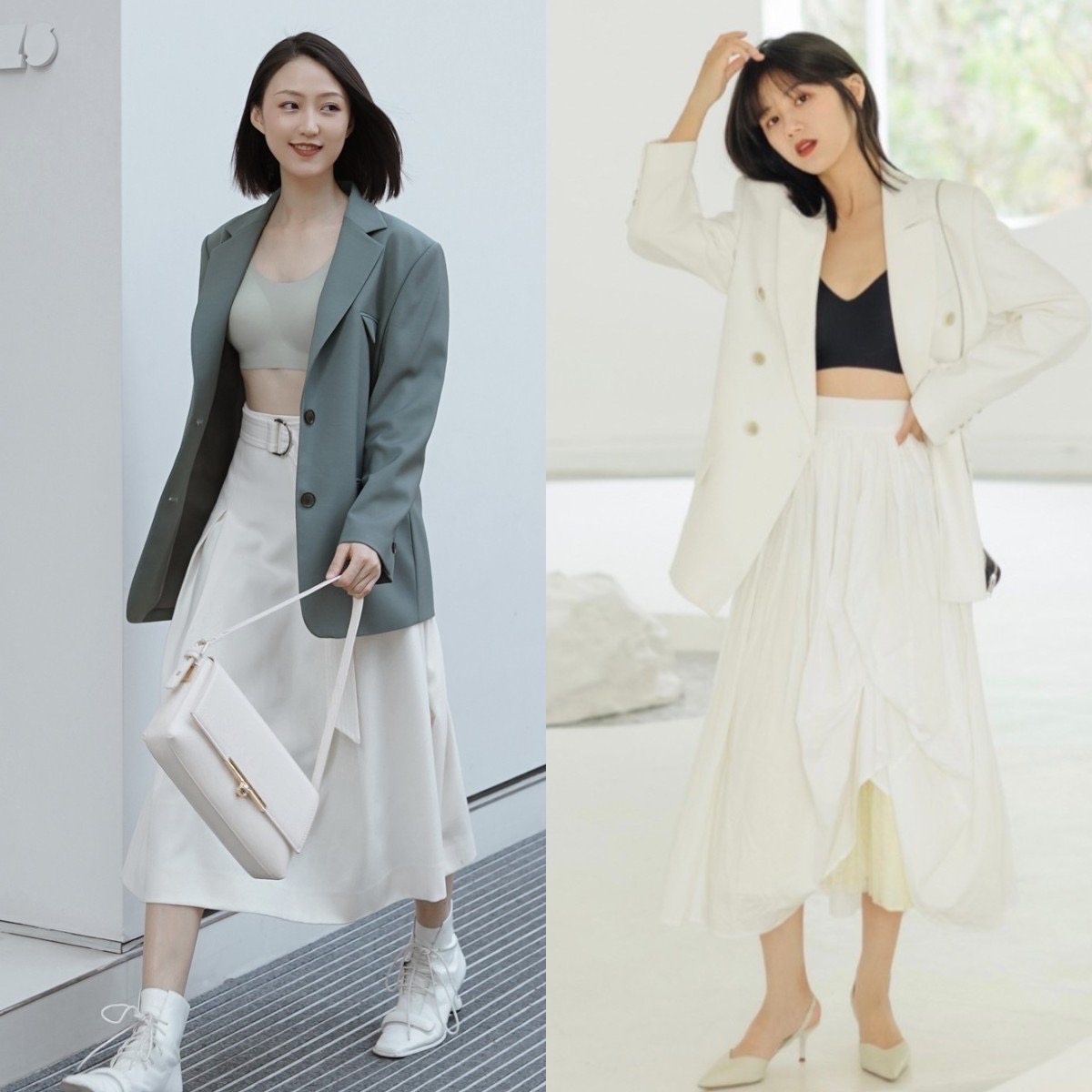 中袖春裙精致洋气又减龄,今年最流行什么样的春季套裙