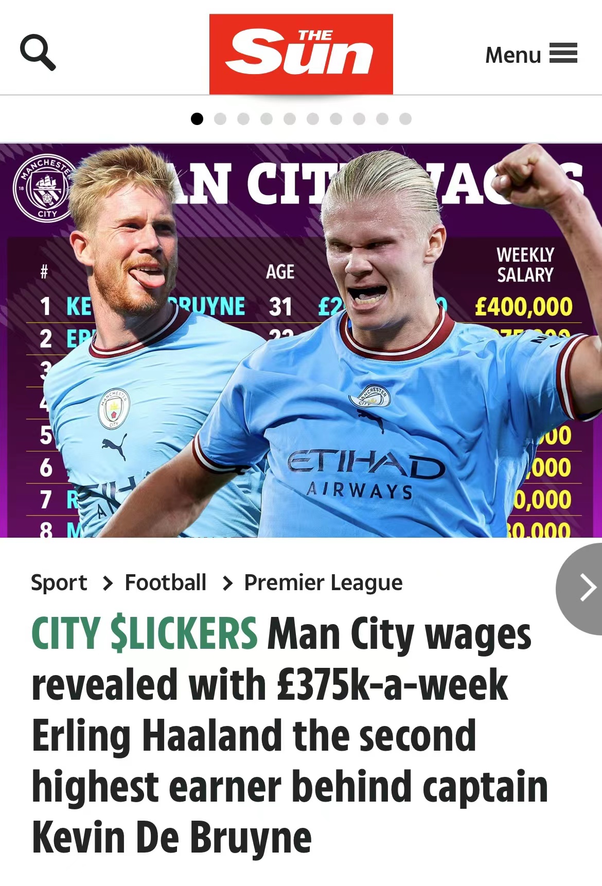 曼城阿尔瓦雷斯周薪,曼城哈兰德周薪