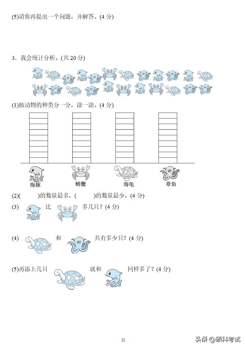 一年级数学下册期末考试卷人教版,一年级数学下册复习卷答案
