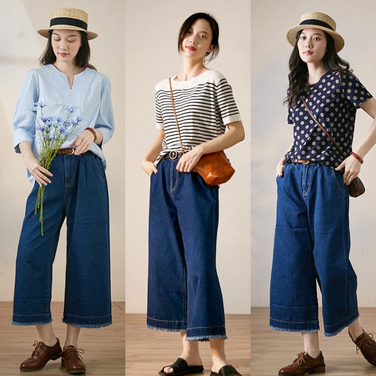 50岁中年女人穿阔腿裤,50岁女人穿阔腿裤搭配什么上衣