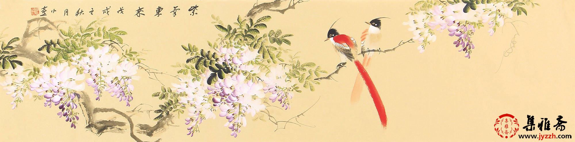 紫藤花装饰画,紫藤花挂画客厅