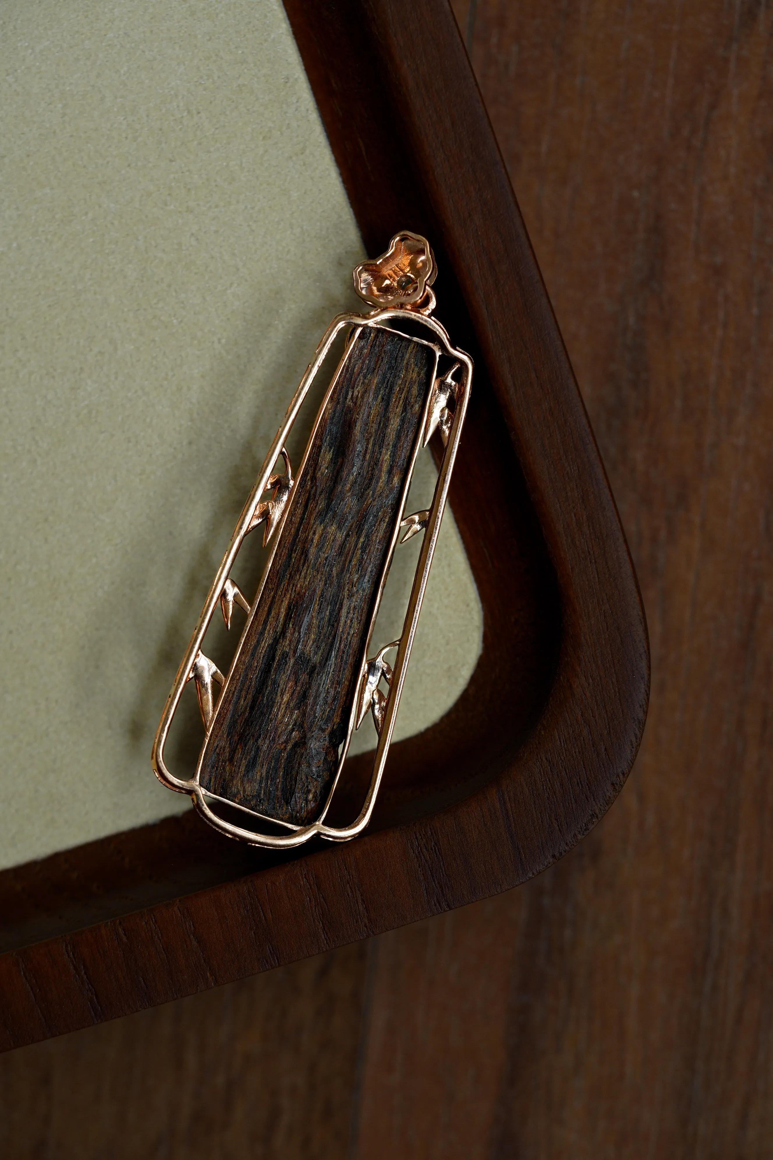 越南芽庄奇楠心经沉水沉香吊坠,竹报平安节节高木吊坠