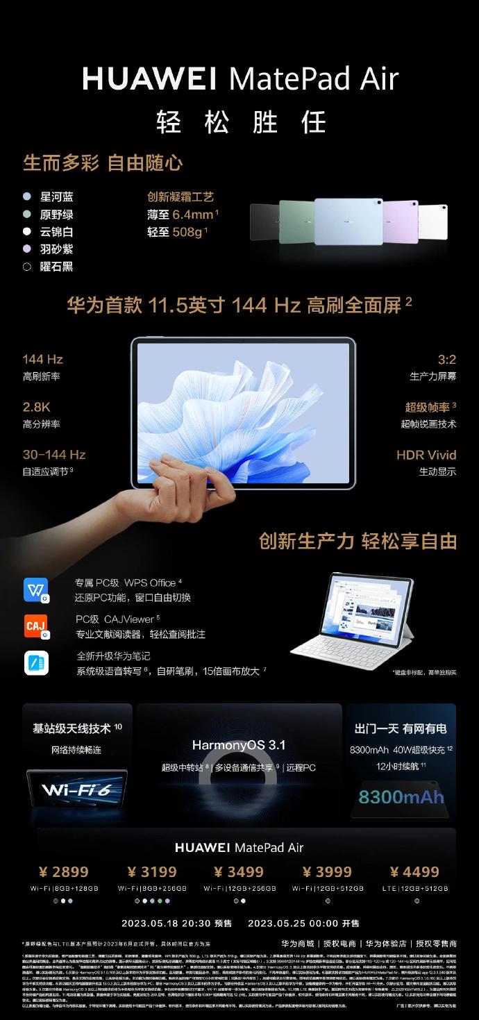 华为MatePadAir来袭，2899元起！一文看懂国产平板怎么选