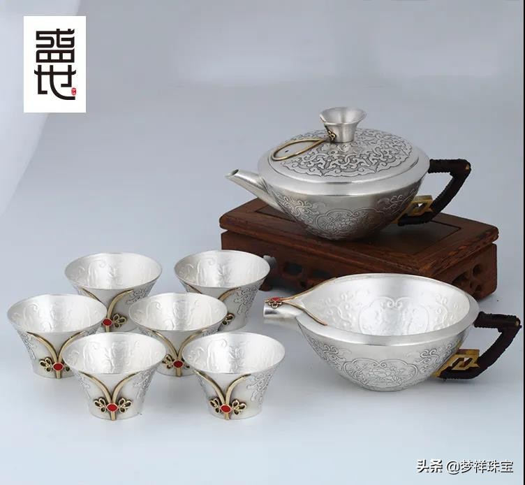 梦祥银珐琅茶具套装价格,梦祥盛世