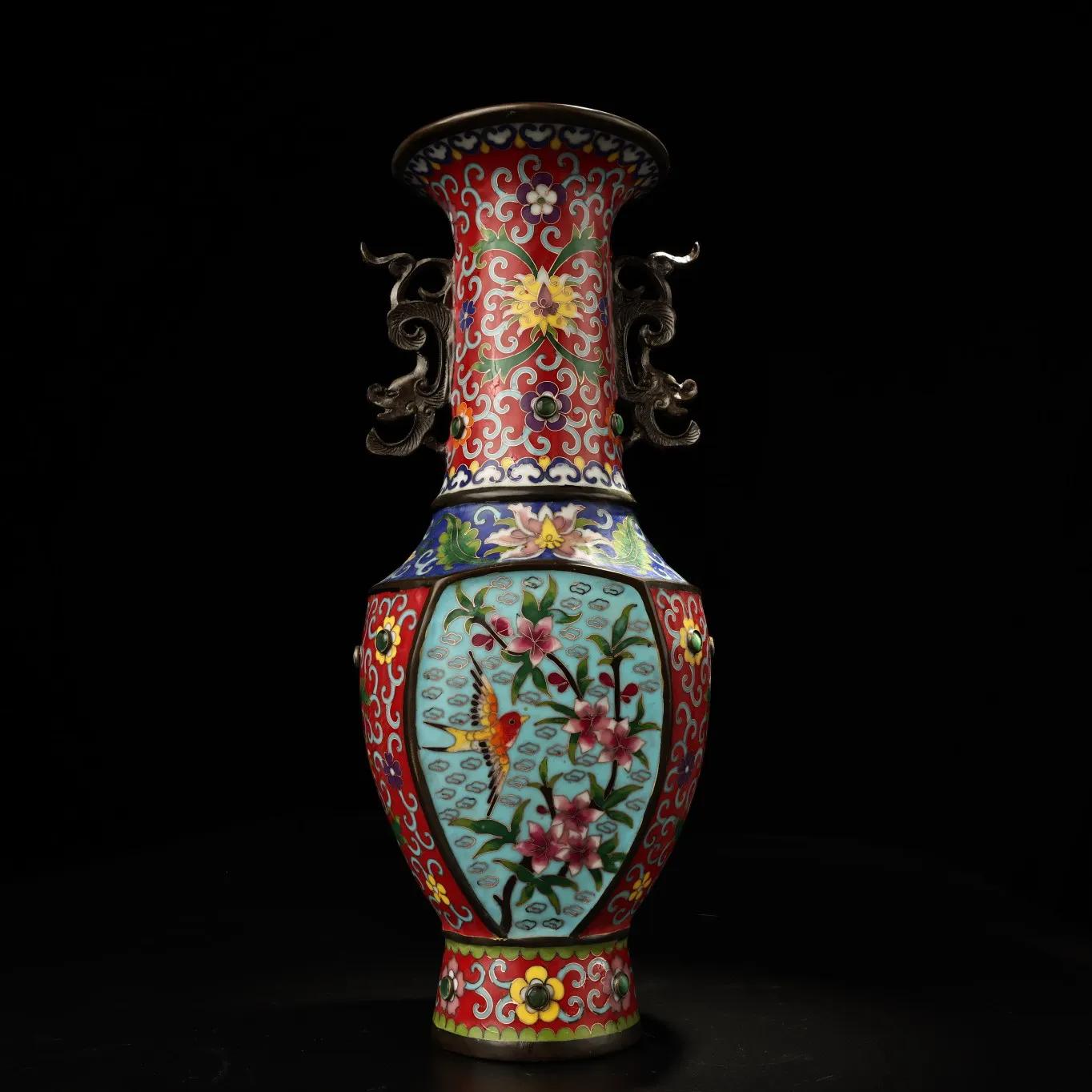 清末掐丝珐琅花瓶欣赏,大清乾隆年制掐丝珐琅花瓶图片