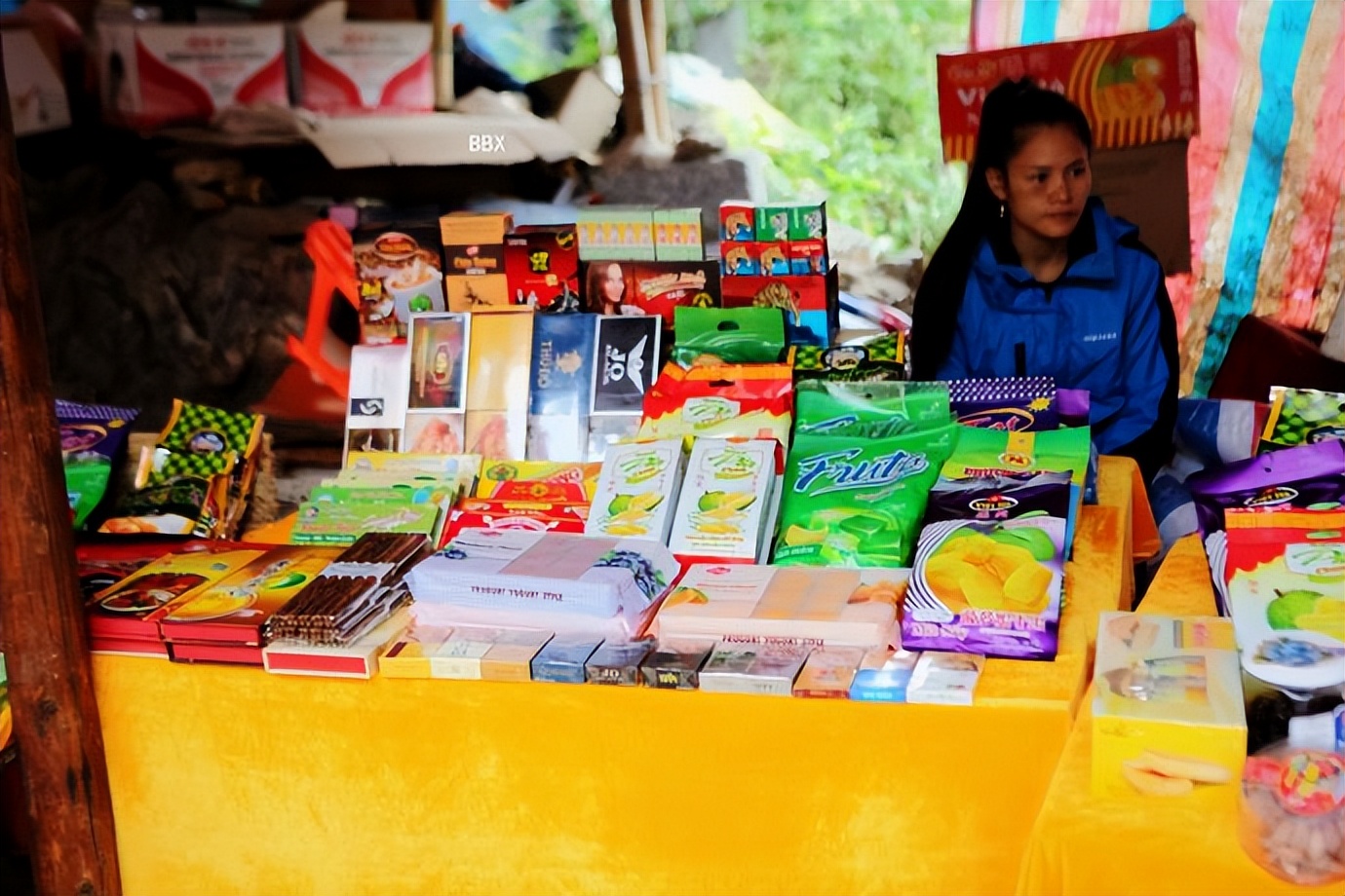 中越边境越南的露天集市,高平集市