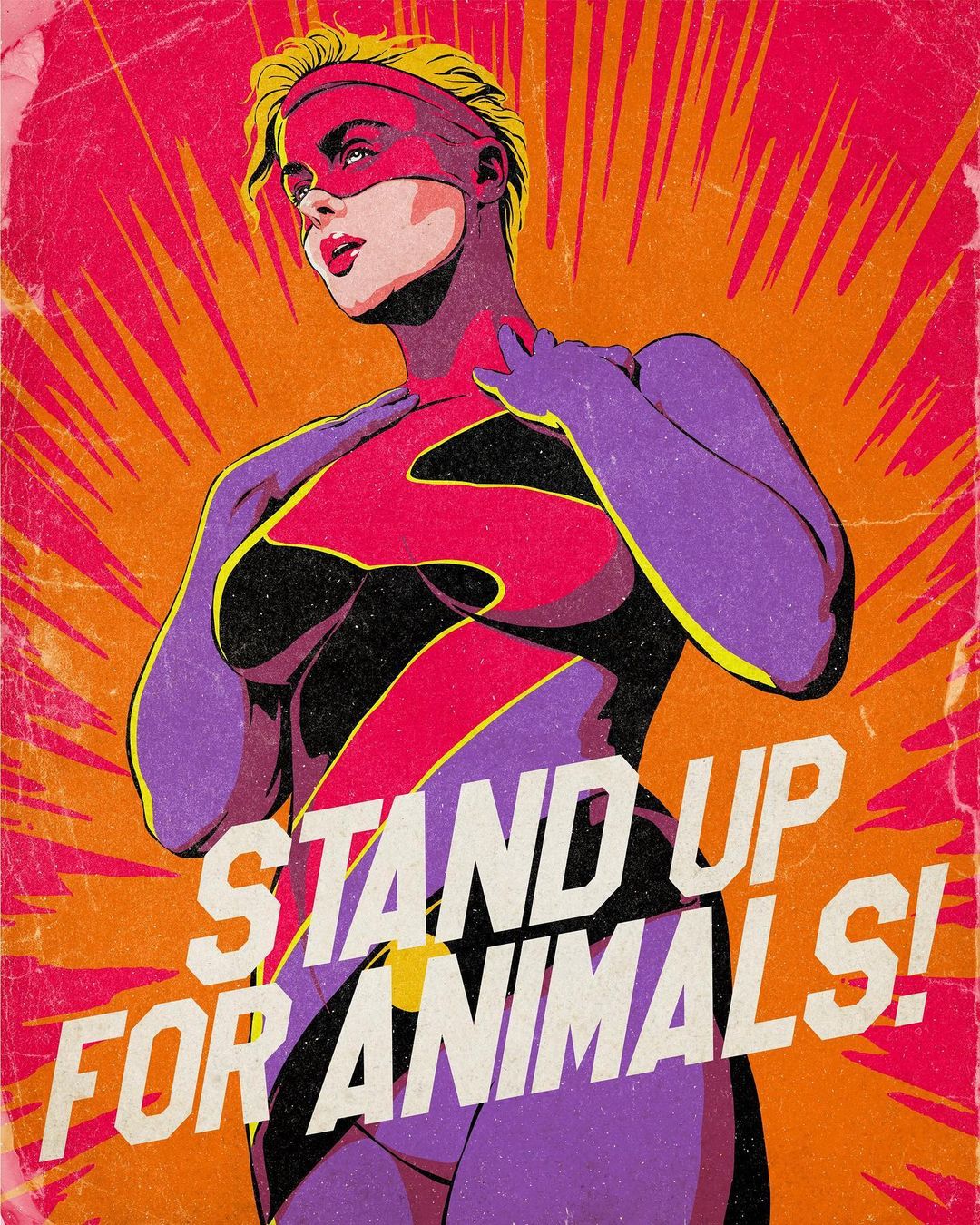 插画氛围感人物构图,复古美式波普插画