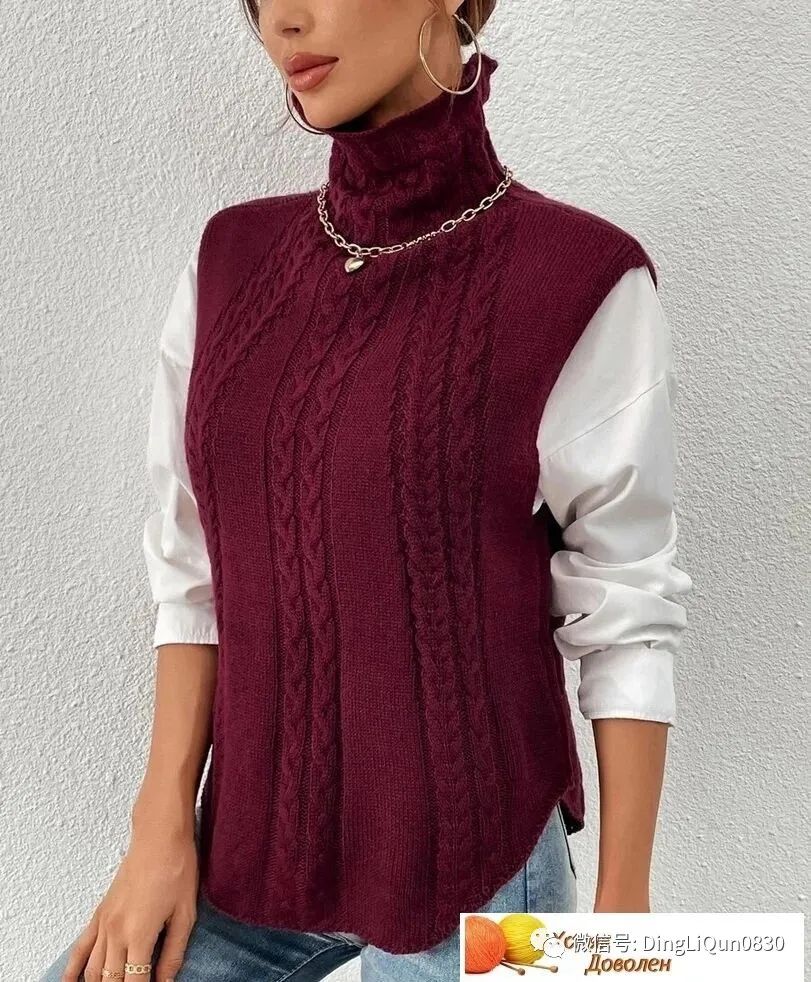 针织夹克无袖怎么搭,针织起来还很大气的三色夹克