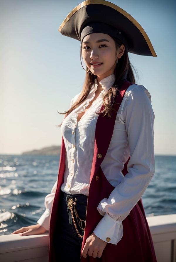 韩风女神COSPLAY海盗服AI真人绘画你能分辨真假吗