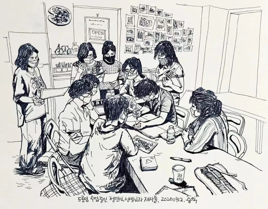 日本画家创作的铅笔街景速写,韩国速写大师