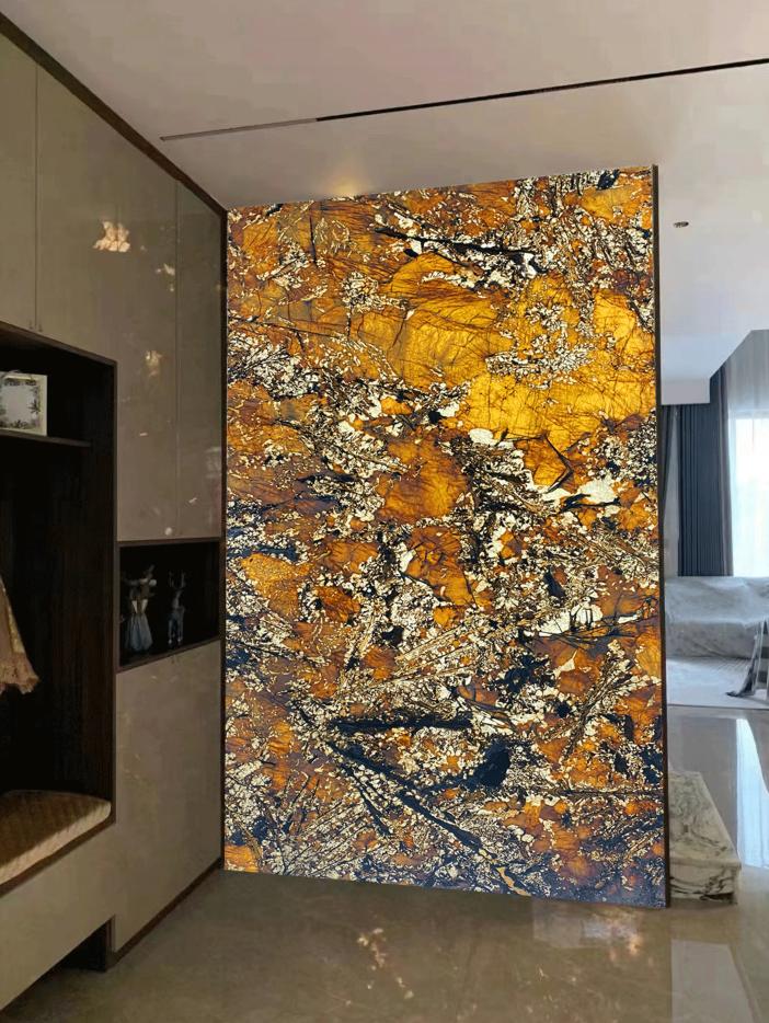 高级大理石背景墙轻奢,孔雀蓝奢石电视背景墙