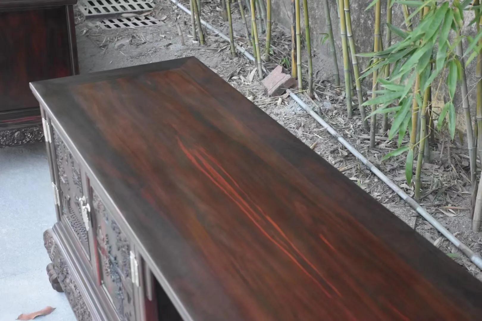 加长加宽雕花老榆木电视柜,交趾黄檀电视柜加高款