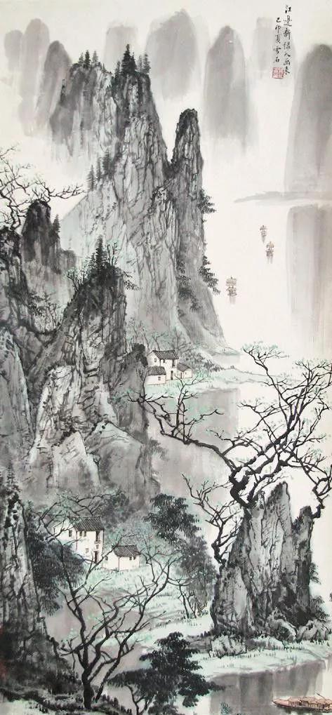 现代山水画名家竖幅作品欣赏,寓意好的庭院名家山水画欣赏