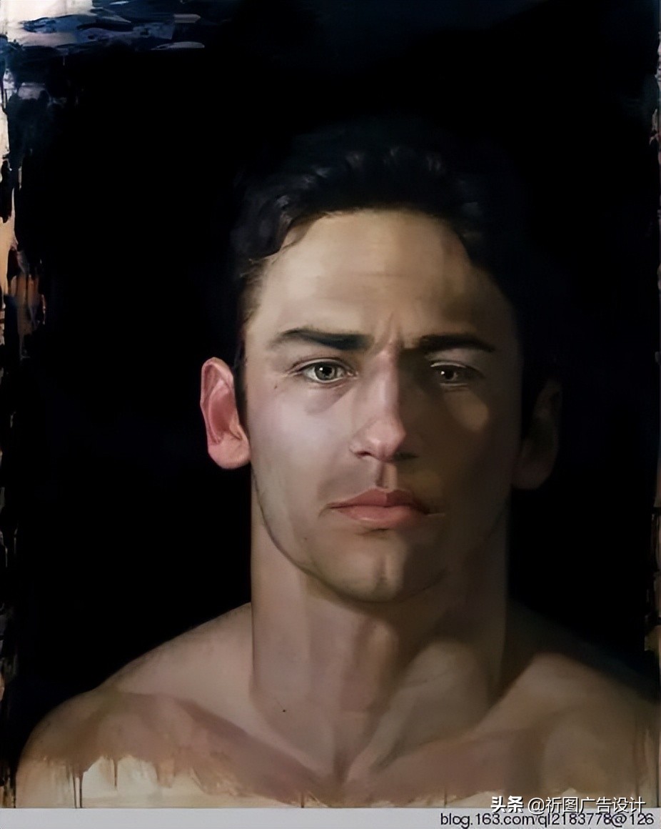 彩色粉笔人像绘画,人像粉笔画