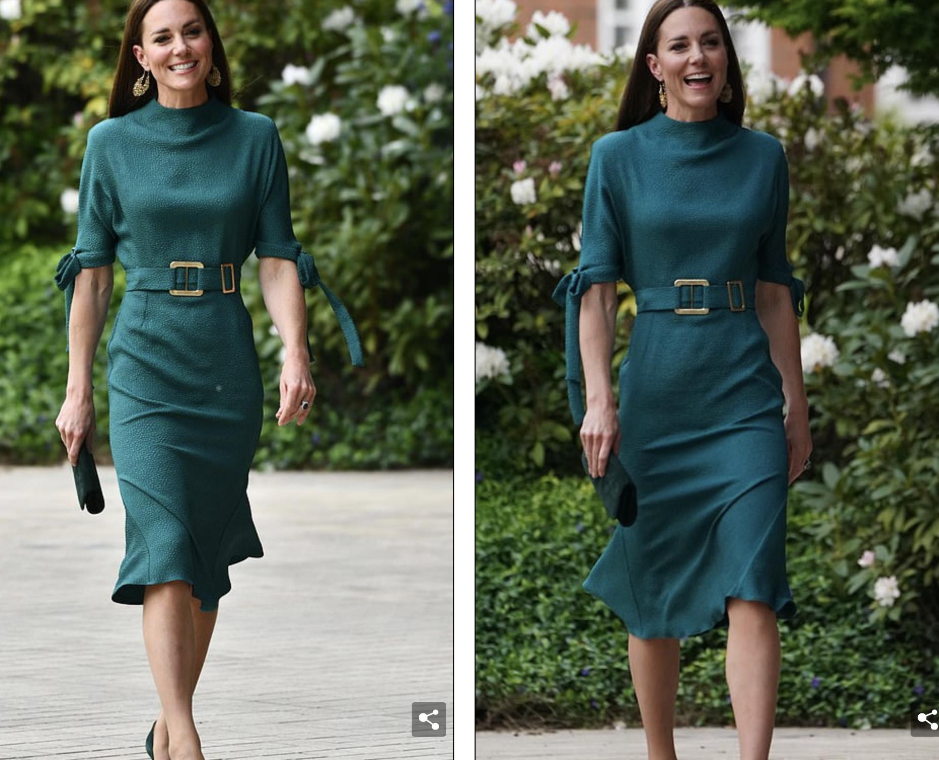 凯特终于发力了！穿6千多的绿裙亮相换风格，可惜输给梅根的战袍