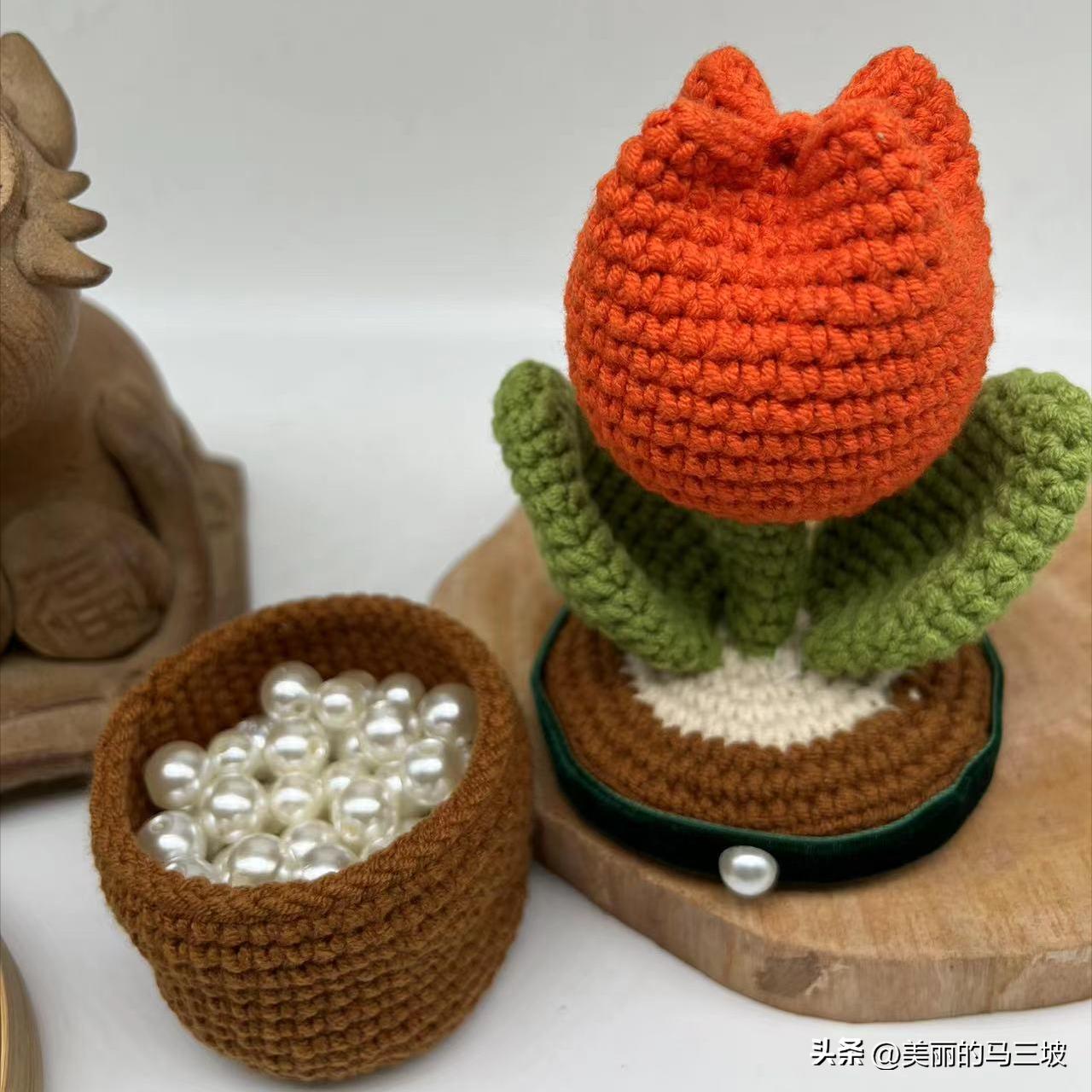 郁金香花朵收纳盒编织教程,郁金香的盆栽的钩织教程