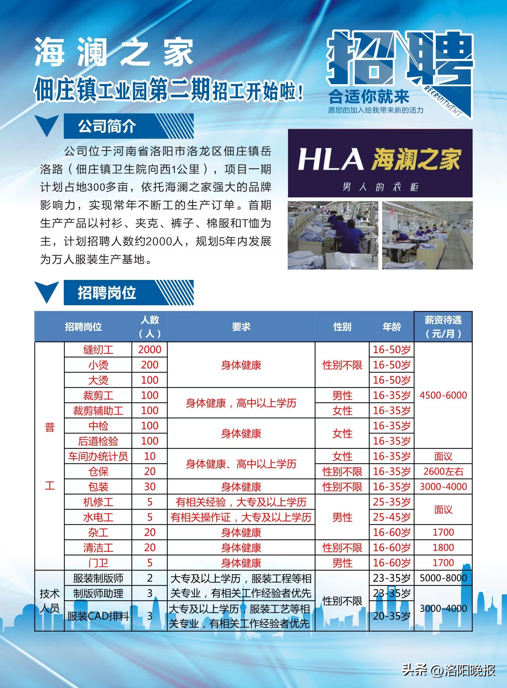 洛阳海澜之家工业园区啥时候招聘,洛阳海澜之家招聘最新进展