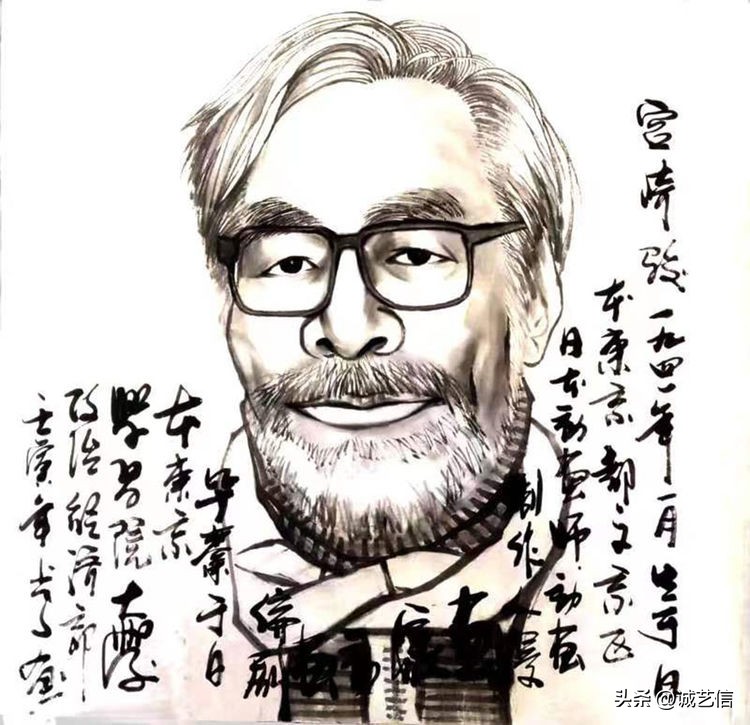 动画大师宫崎骏肖像漫画