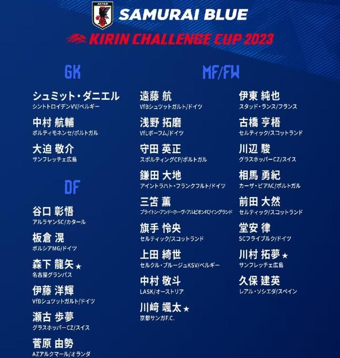 亚洲杯日本队最帅球员,日本队亚洲杯大名单身价