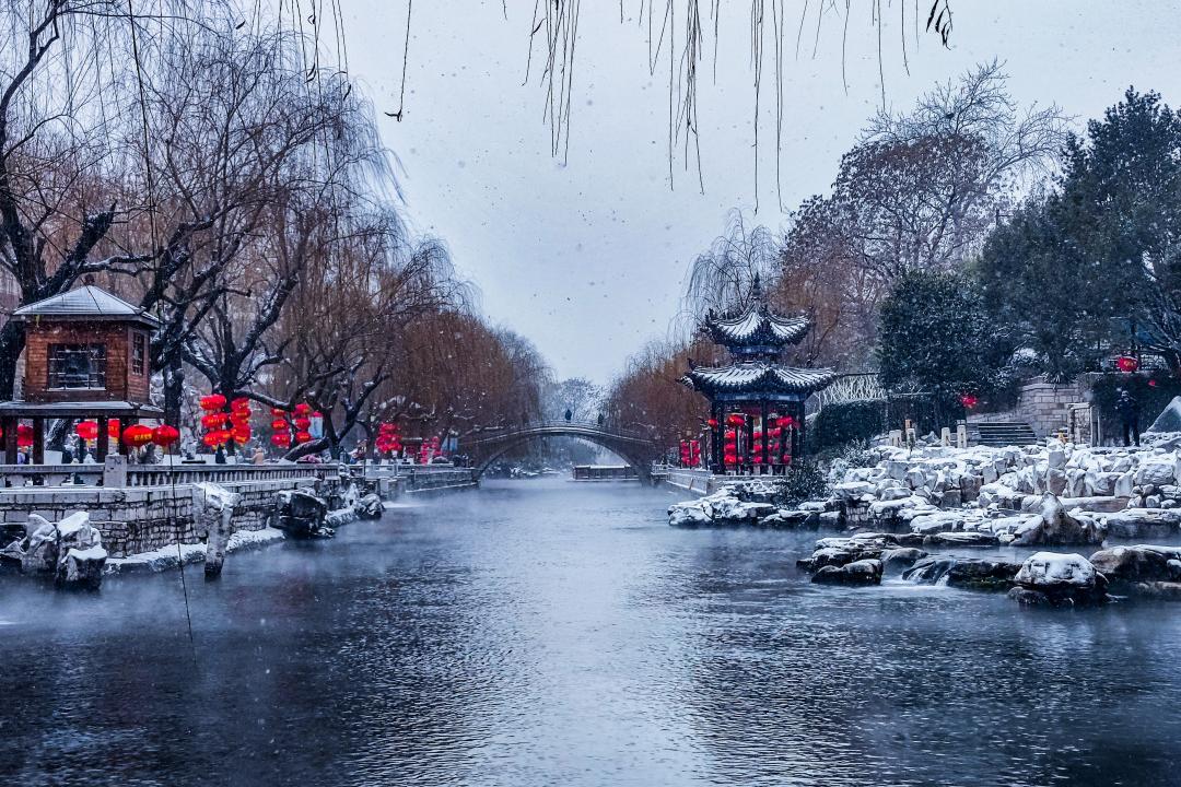 冬天的济南美丽雪景,济南的冬天平常与不平常的冬景
