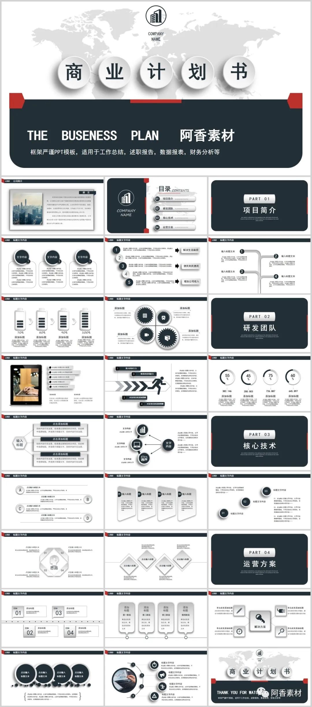 【商务模板】30套简约高级的商业计划书PPT模板