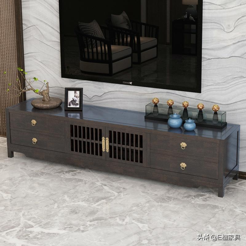 新中式电视柜两边放什么最好,新中式电视柜款式效果图