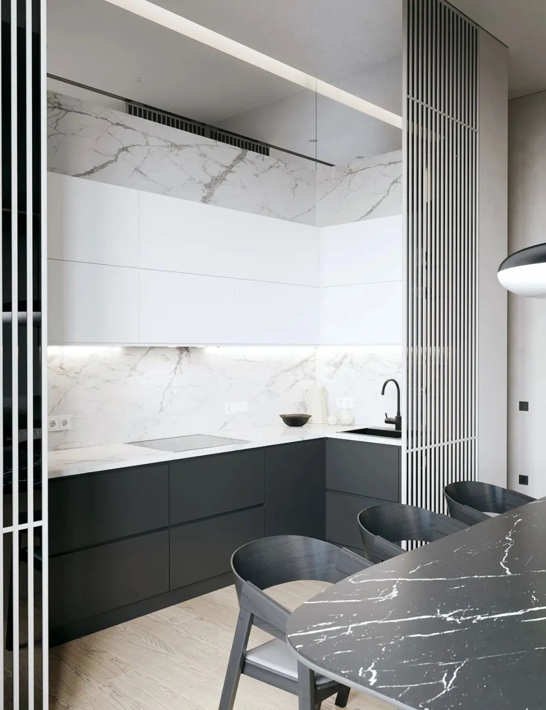 极简黑白灰搭配原木色,原木高级灰简约风