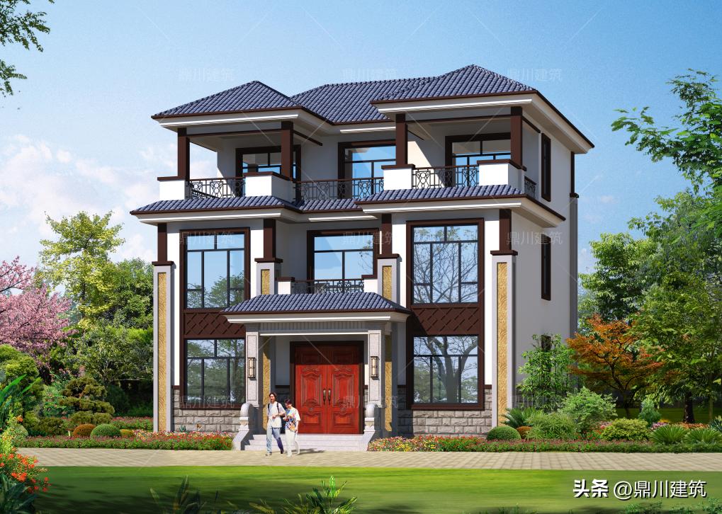 新中式复式露台装修效果图大全,160平方米二楼露台新中式花园设计