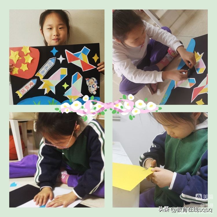 七巧板拼图美丽校园,七巧板拼贴画一年级