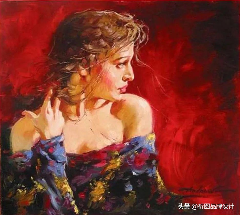 奔放狂野的舞者被安德鲁用画笔表现出来，腰窝突显的美背人体油画