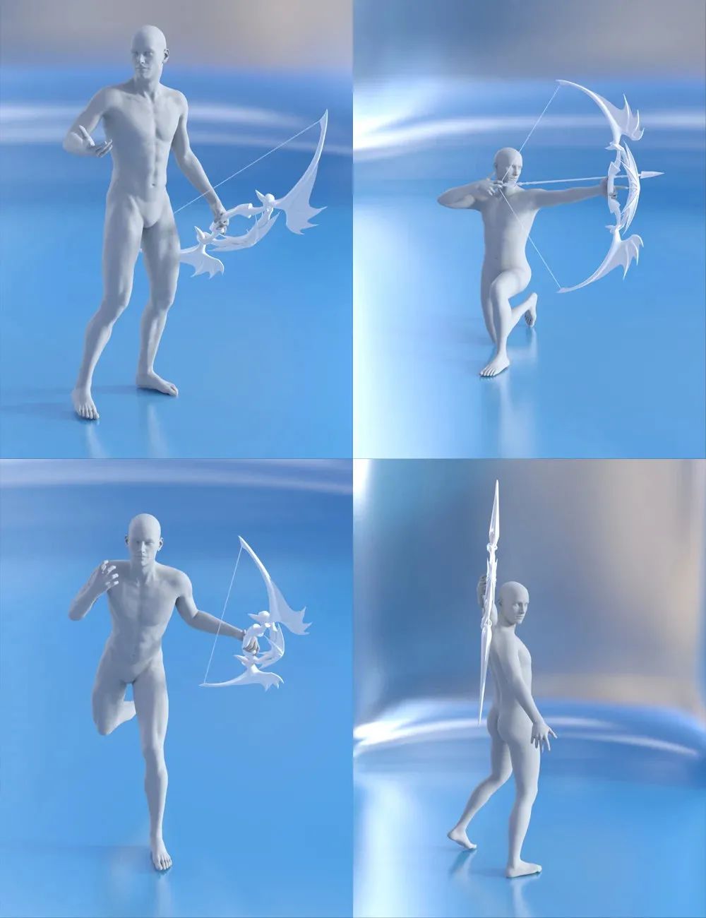 手持弓箭动作速写参考,钢笔画人物动态速写头部速写