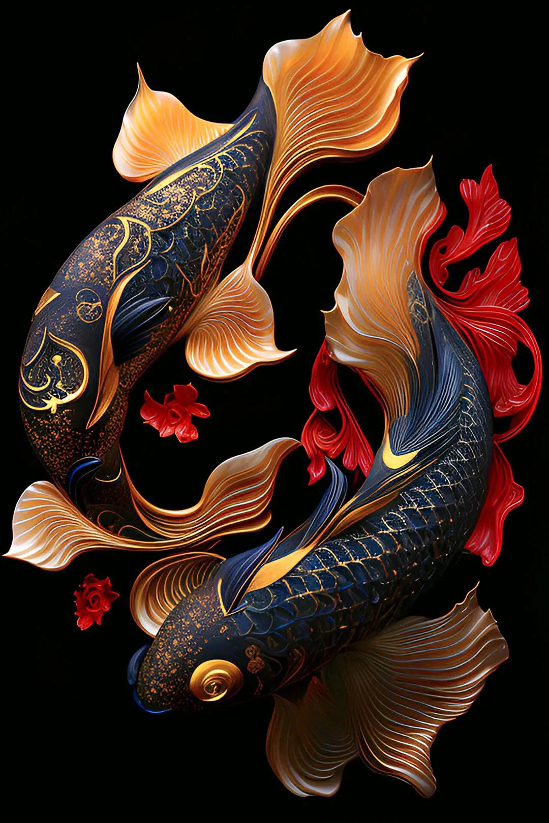 锦鲤鱼壁纸动态带山水,锦鲤鱼壁纸大全高清图片