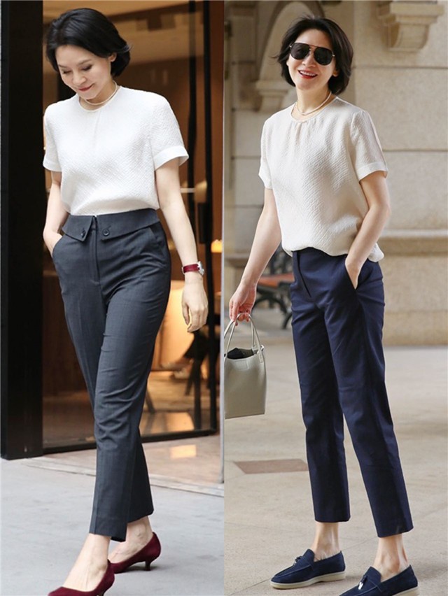 中年人阔腿短裤搭配什么上衣,中年女人穿上这条裤子好时髦