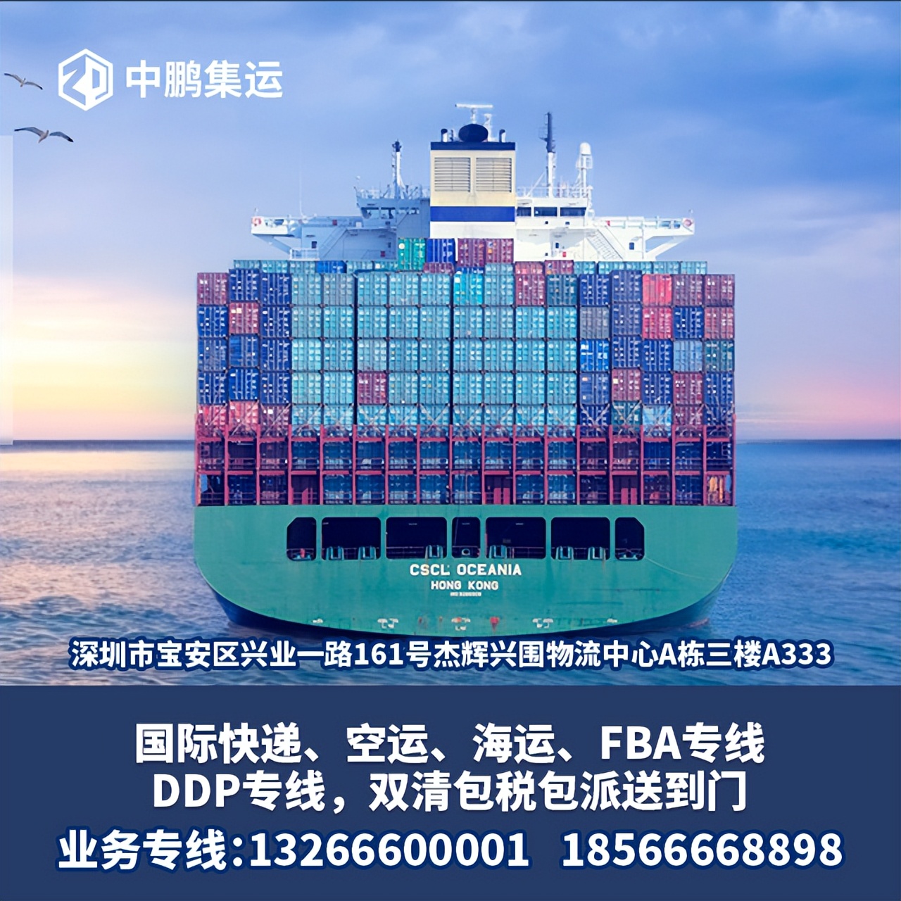 中鹏集运跨境电商物流,中外运国际快递报关