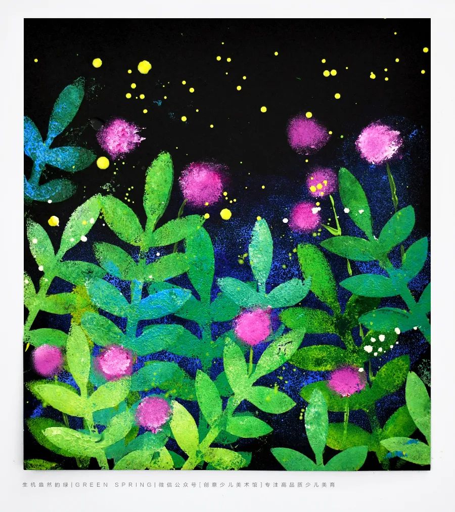 儿童画教程｜学习奇妙的漏印版画——生机盎然的春