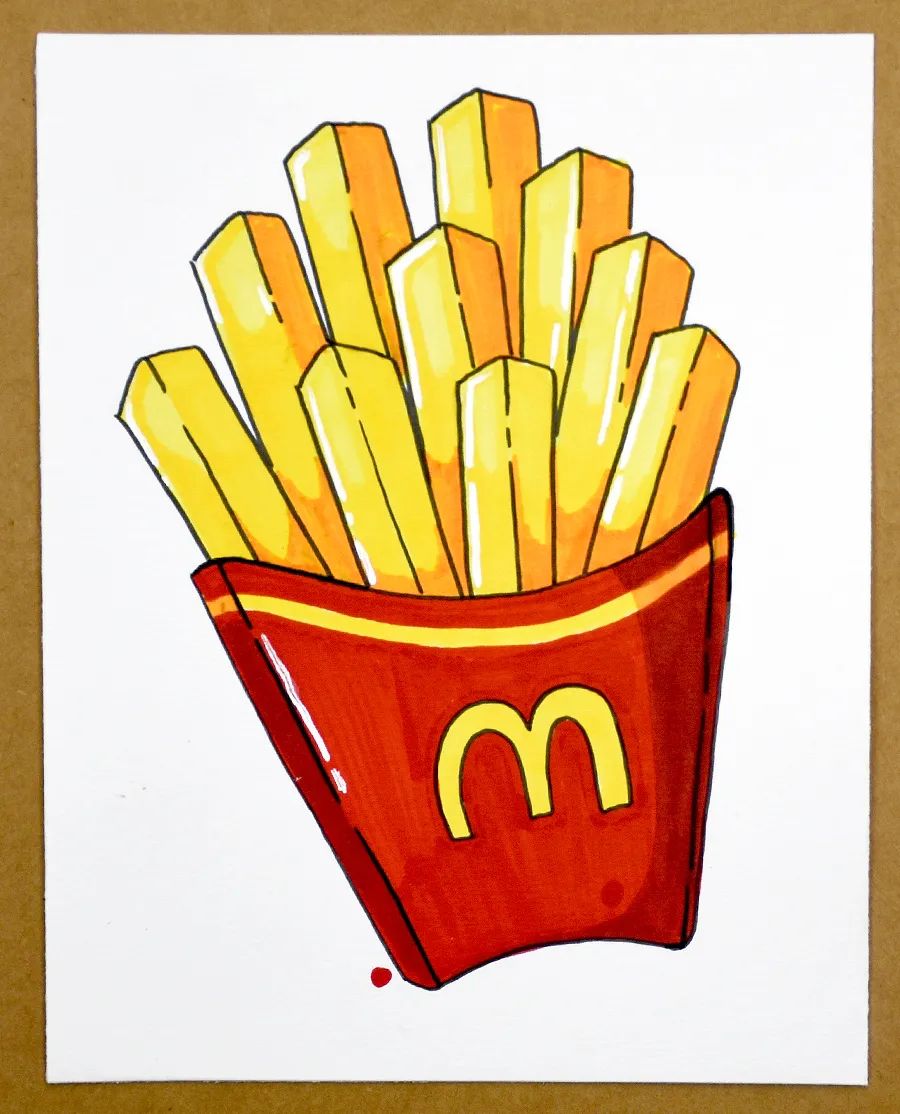 怎样画可爱的汉堡套餐,儿童画美味的披萨