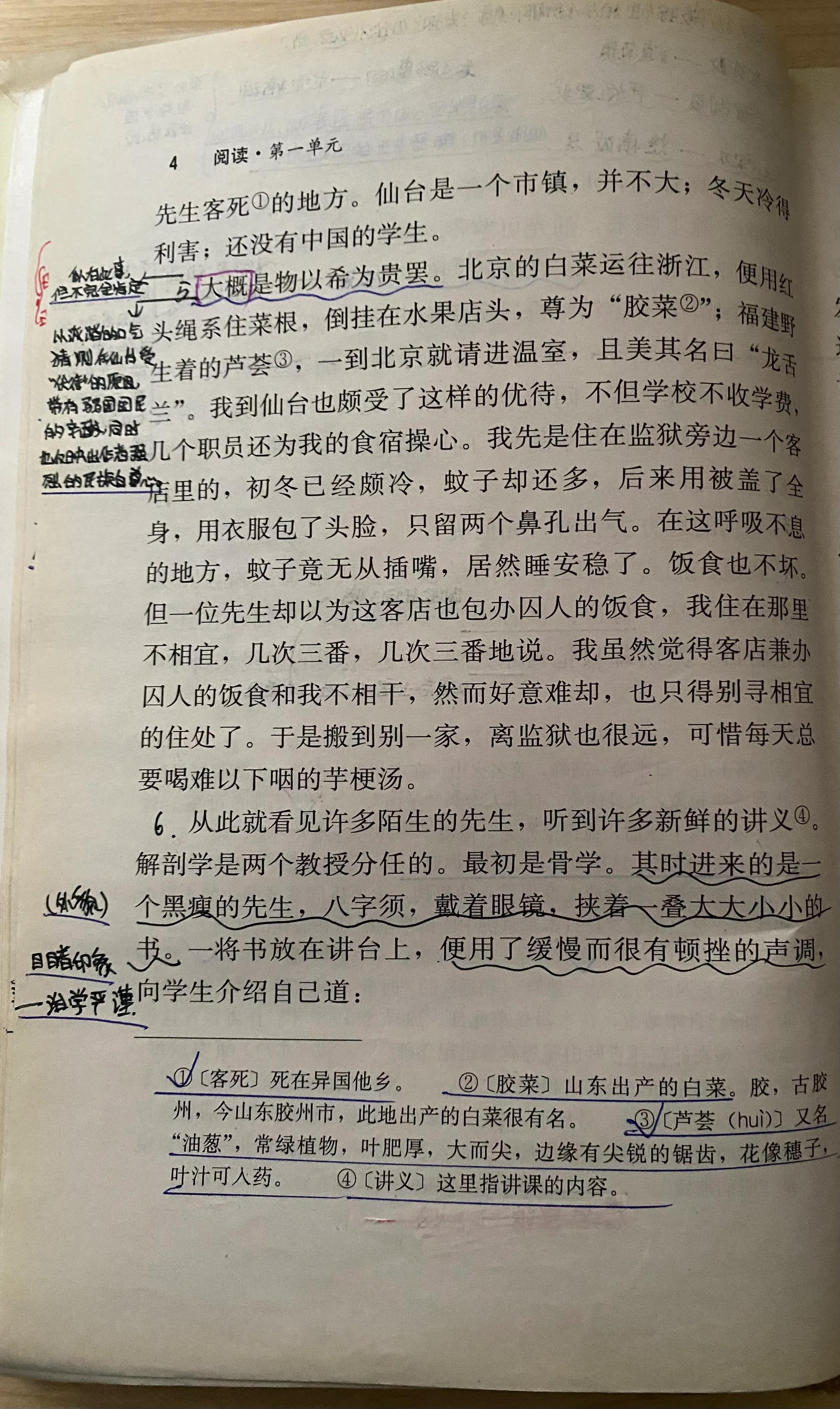 八年级上语文书藤野先生详细笔记,八年级下册语文书笔记藤野先生