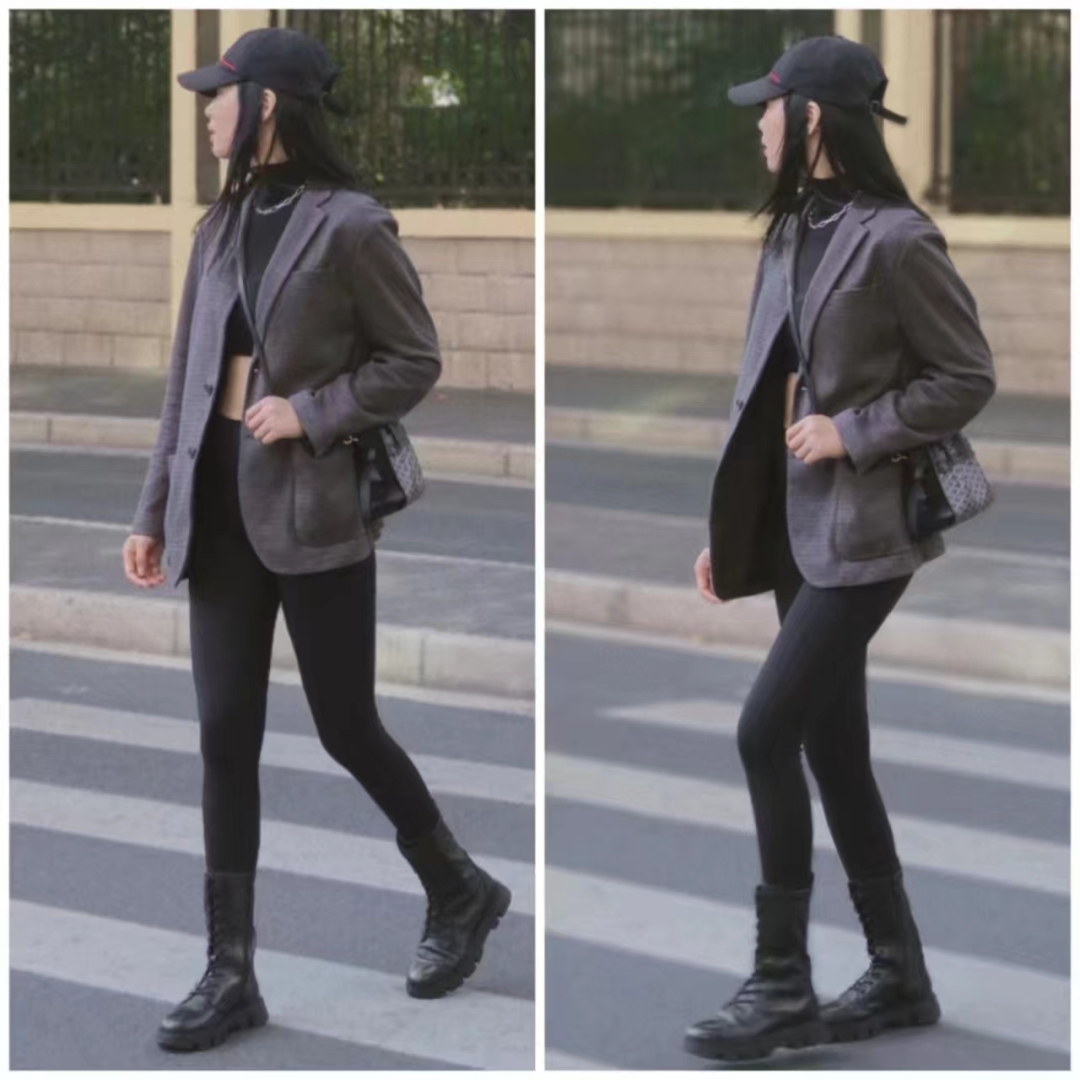 马丁靴的正确搭配图秋冬,穿长腿马丁靴配什么裤子好看