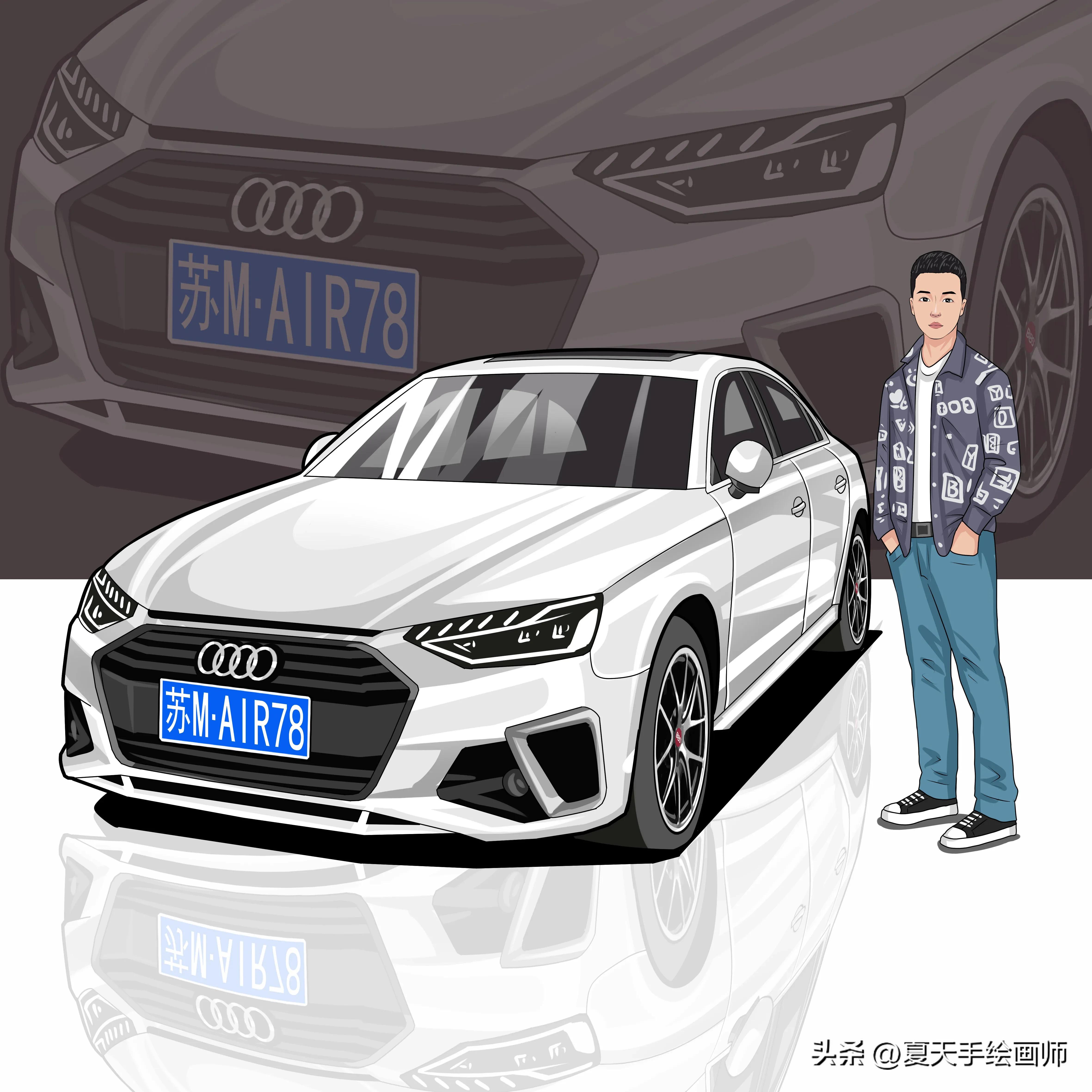 汽车头像手绘,帅气的汽车漫画头像