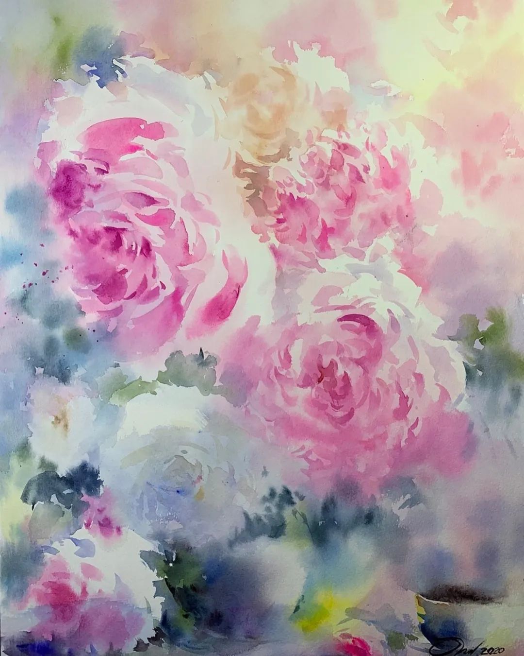 泰国水彩,泰国水彩画家绘画过程