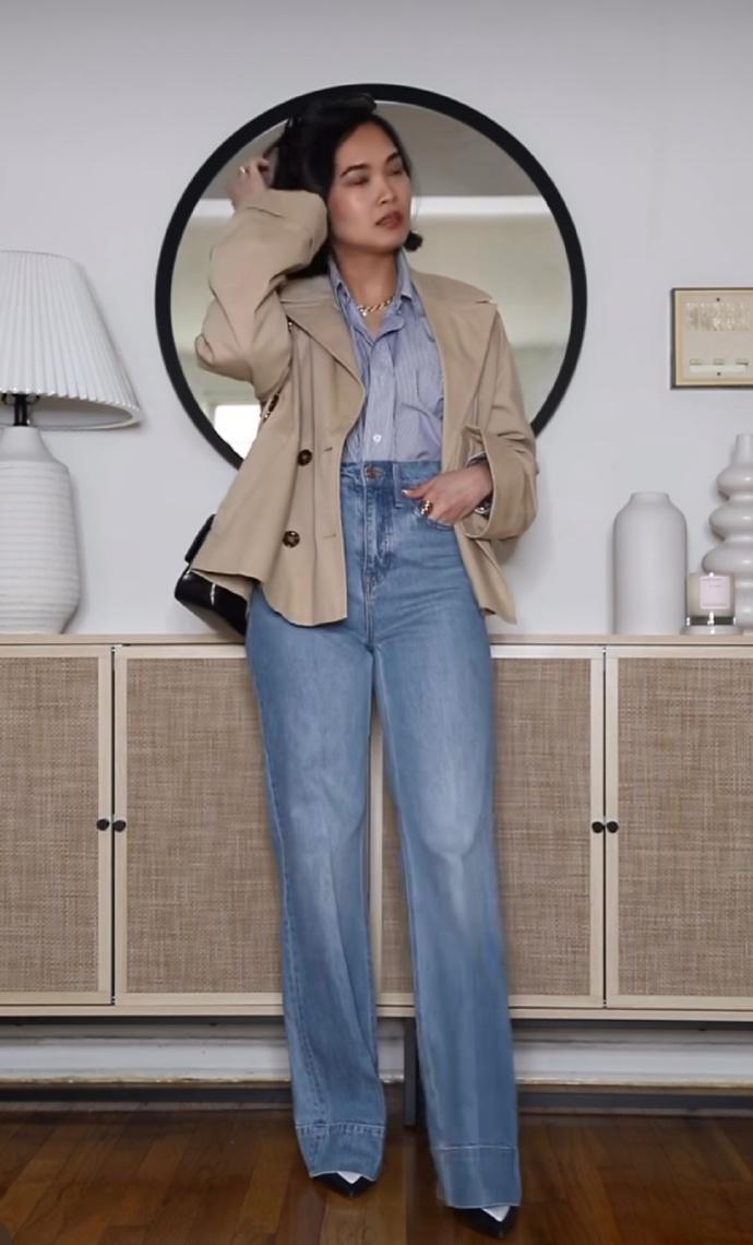 宽松垂直感白衬衣怎么穿出高级感,白衬衣在秋冬要怎么穿才时髦呢