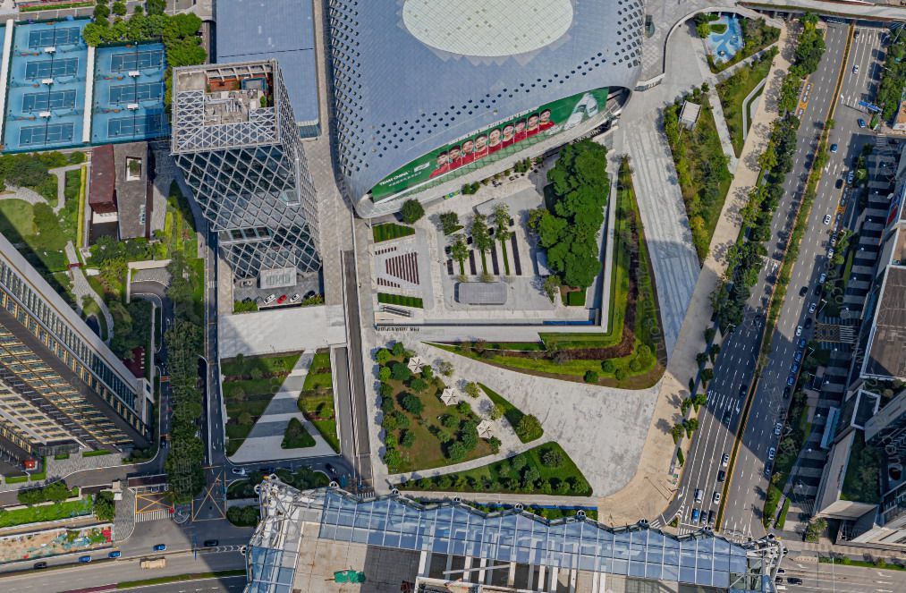 深圳湾体育中心拍照,高楼俯瞰深圳湾体育中心