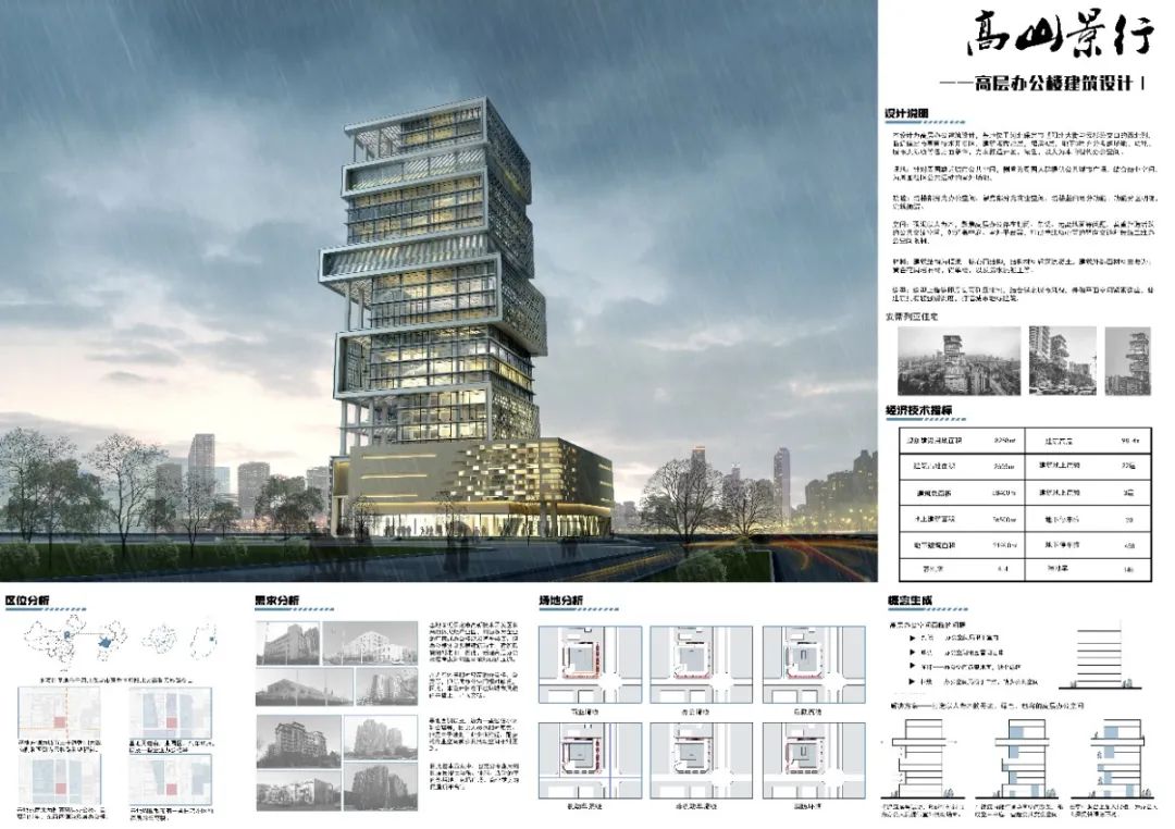 河北大学建筑系四年级高层办公楼设计作品展