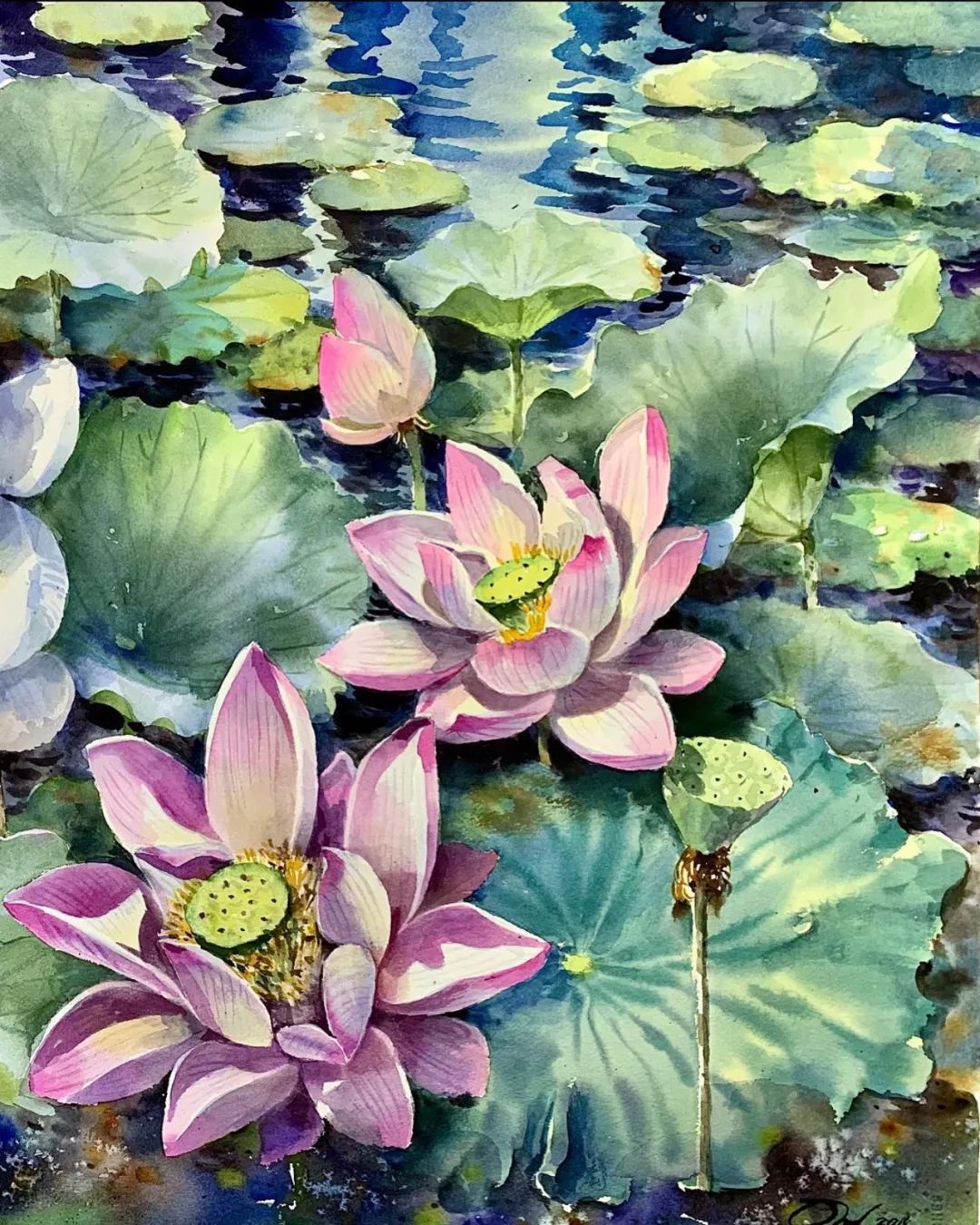 泰国水彩,泰国水彩画家绘画过程