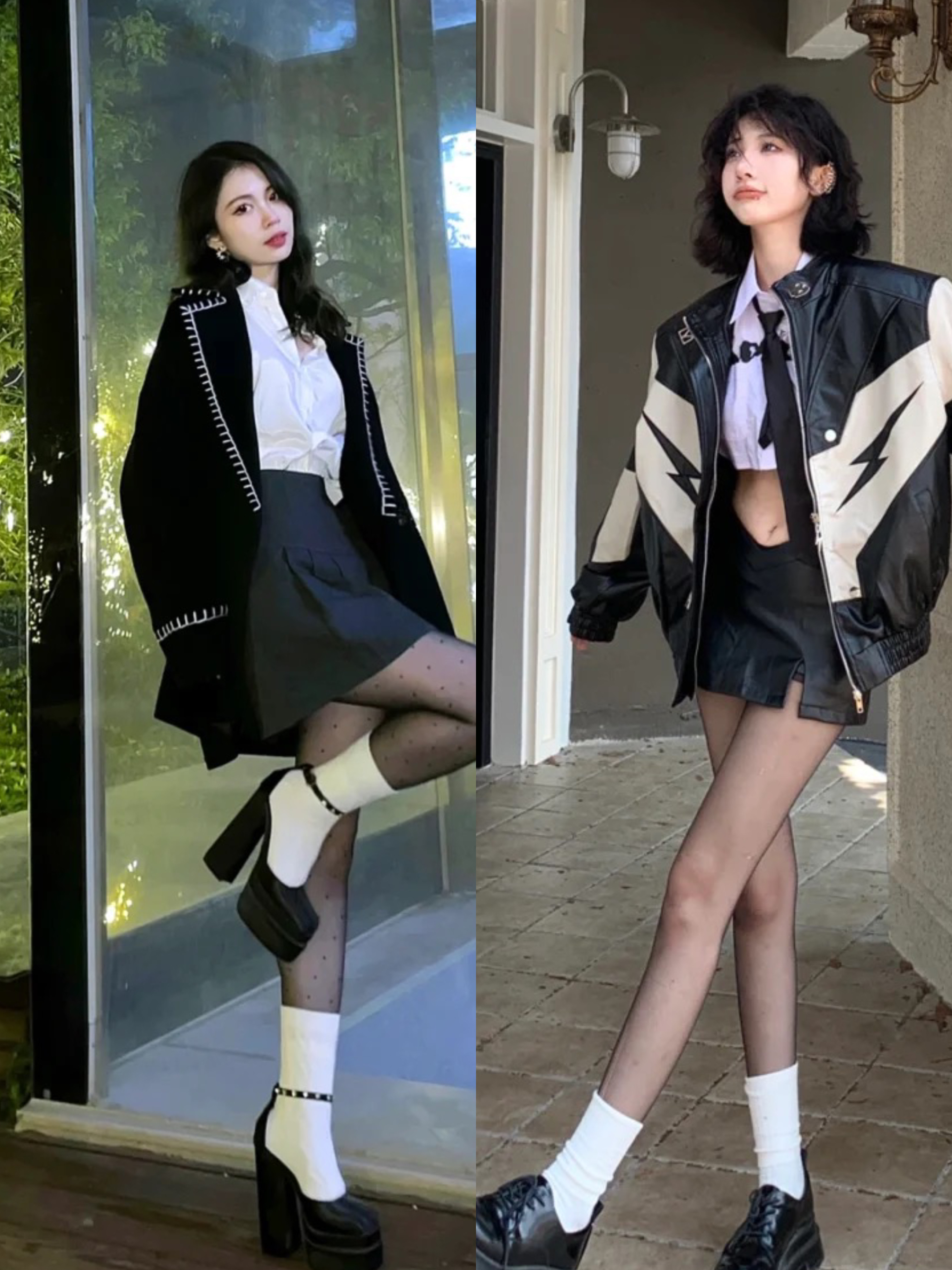 黑丝小腿袜和过膝袜哪个显腿长,今冬不流行露脚踝了露袜才更时髦