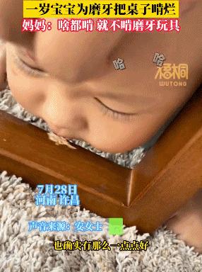 宝宝爬围栏磨牙,长牙宝宝啃围栏