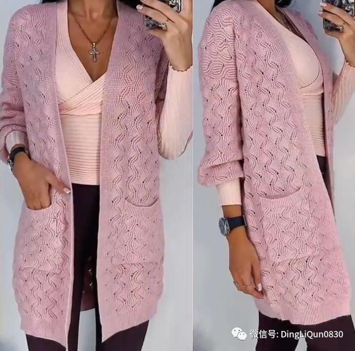 创意洋气针织开衫,针织外搭开衫中长款高档